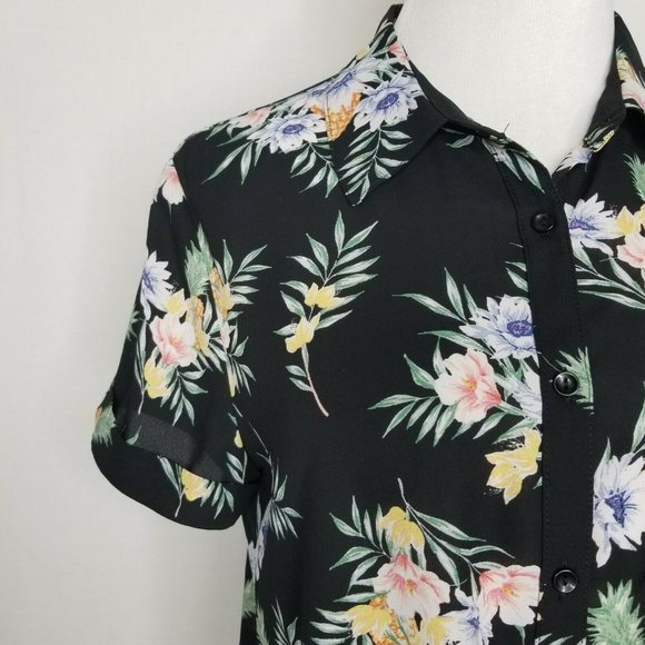 Hippie Rose Floral Pineapple Tropical Tie-Front - Picture 3 of 8